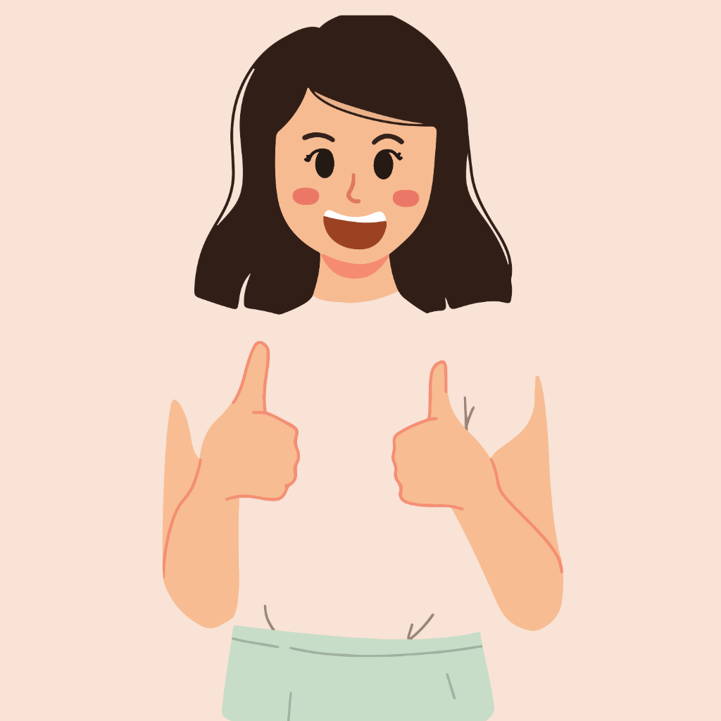 happy woman with thumbs up