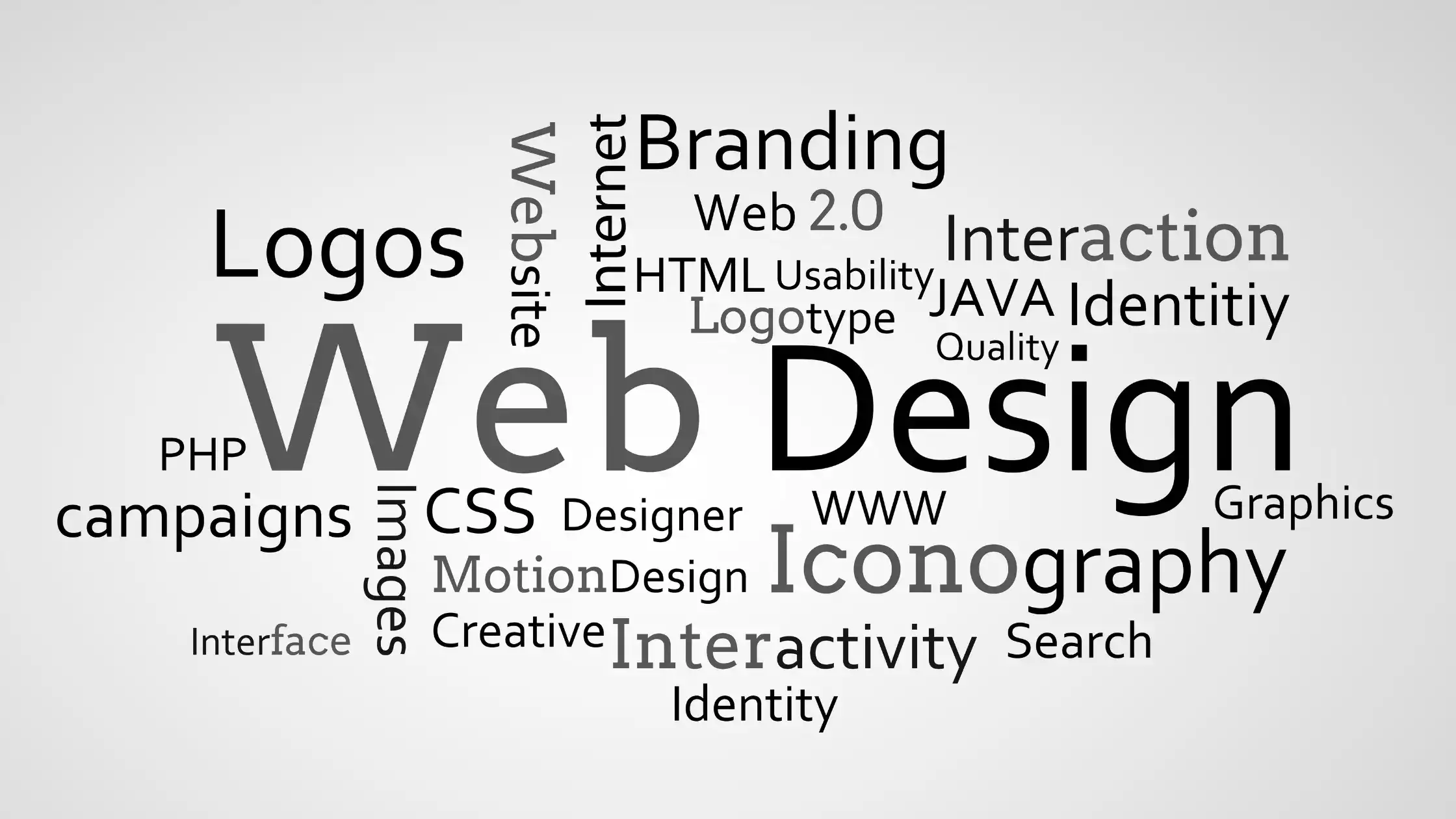 Group of web design terms